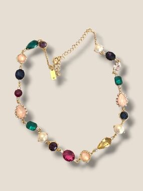 Kate Spade New York Multicolor Gemstone Necklace Gold Tone Sparkle Jewerly